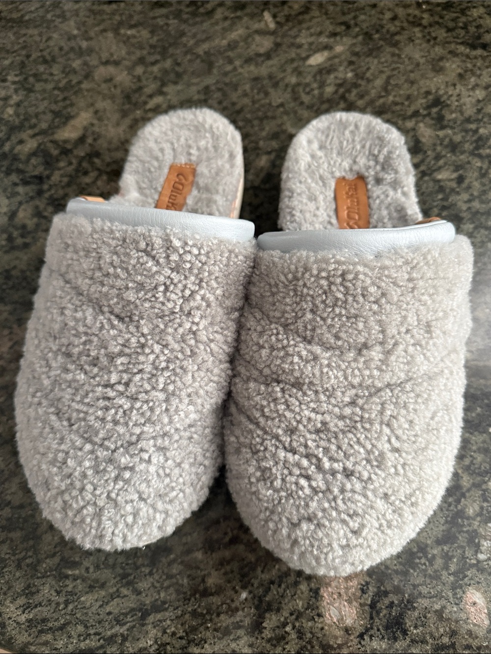 Olukai Pupu Mua Shearling Slide Slippers in Light Gray